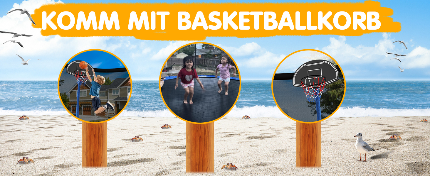 Батут Redkid Outdoor 305 см з сіткою, драбиною та баскетбольним кільцем, 440 фунтів