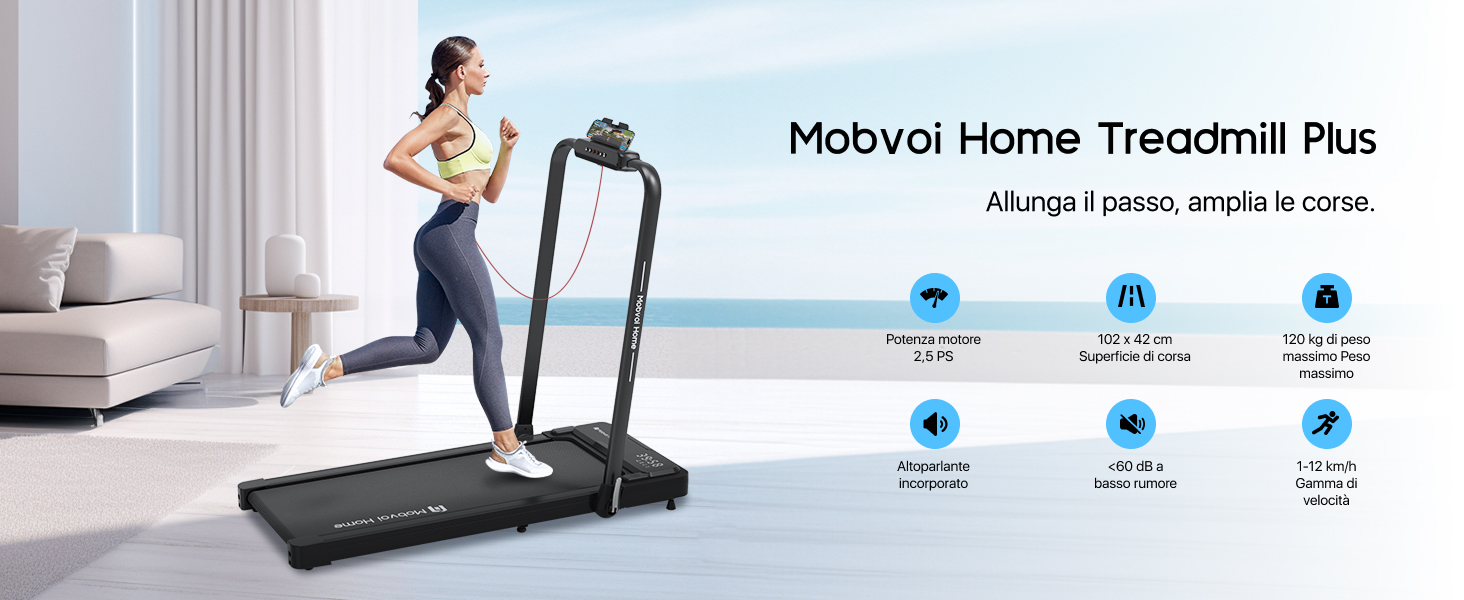Бігова доріжка Mobvoi Home Laufband Ultra 3-в-1: для дому та офісу, складний, LED-дисплей, 12 км/год, 120 кг