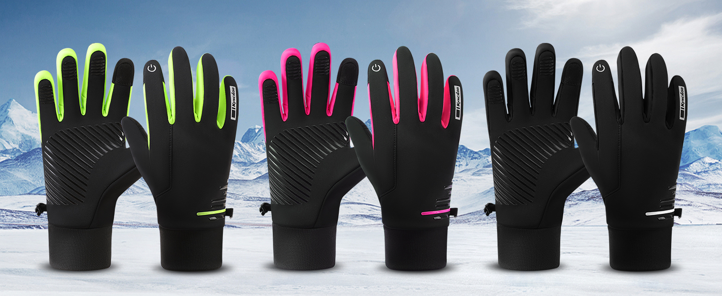 Водонепроникні зимові рукавички KynciLOR для чоловіків та жінок, рукавички для мотоцикла, гірськолижного спорту, бігу, з сенсорним екраном, неслизьке силіконове покриття, теплі рукавички, зелені