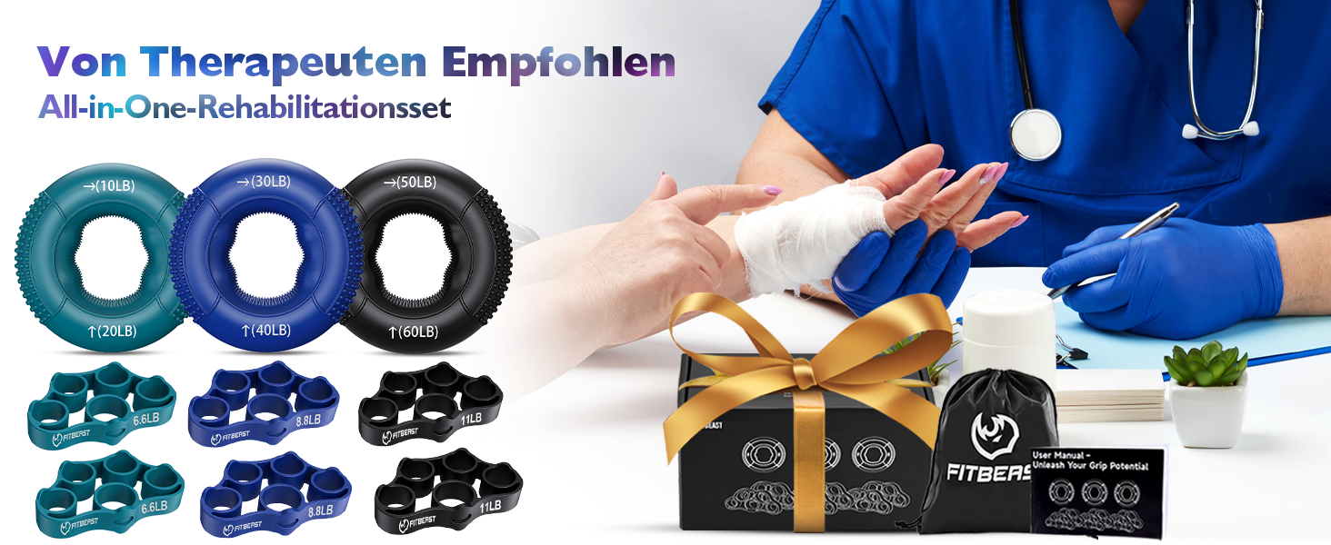 FitBeast Griffkrafttrainer: Набір для тренування хватки та м'язів рук (9 шт.), синій