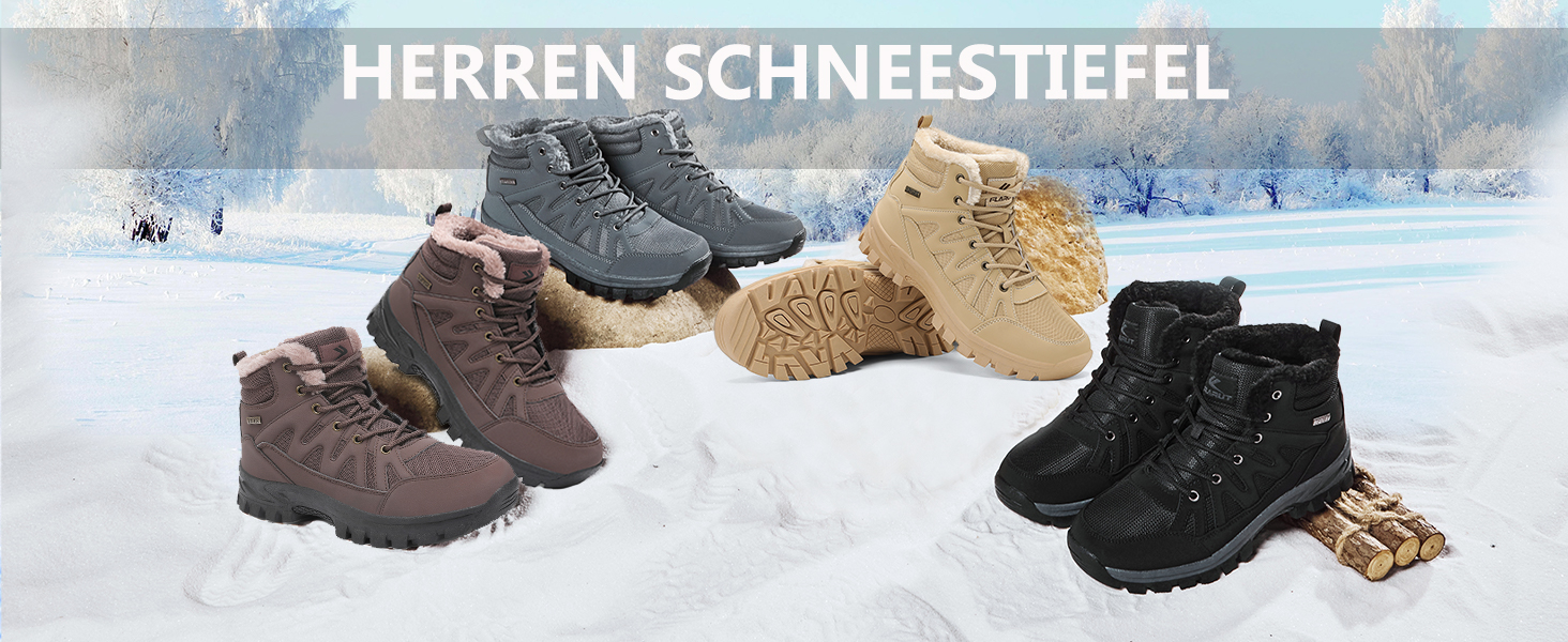 Чоловічі зимові черевики FLARUT: теплі, водонепроникні, для хайкінгу та трекінгу, сірі, 46 EU