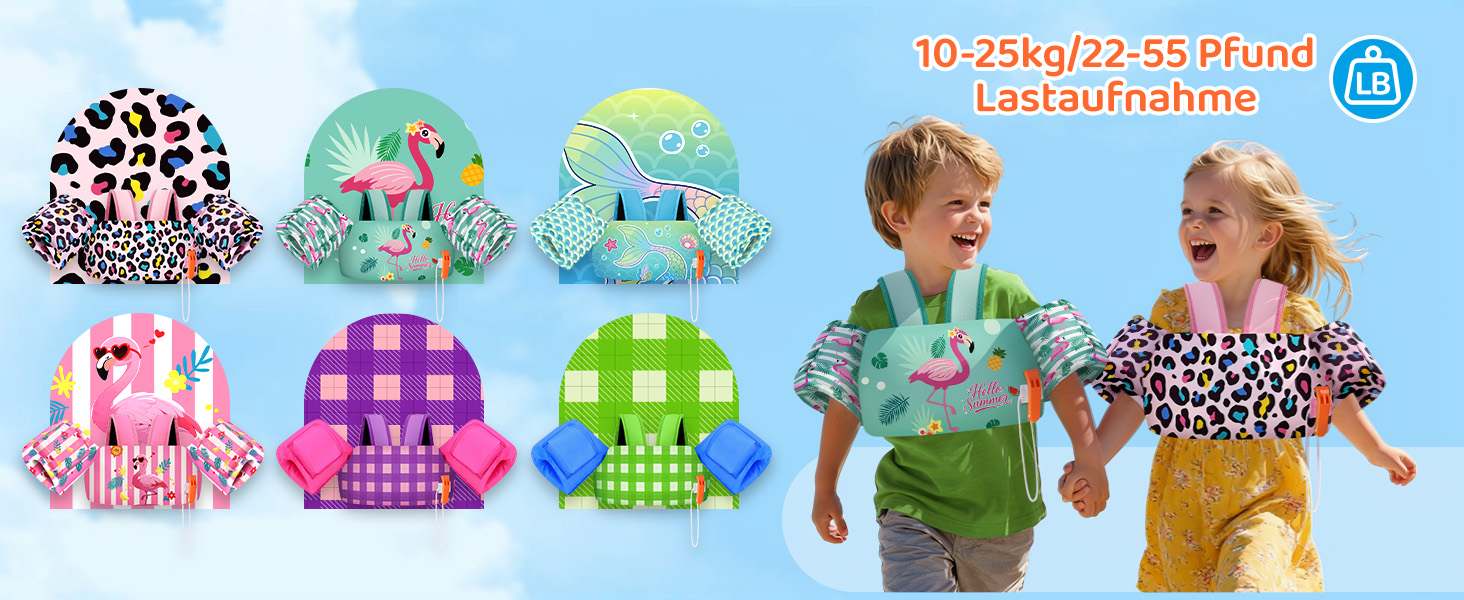 HeySplash Плавальні рукавики та жилет для дітей 15-30 кг, рожевий кит. Плавання для малюків, навчання плаванню, безпечний жилет з рукавиками, з свистком, регульовані ремінці, подвійна застібка.