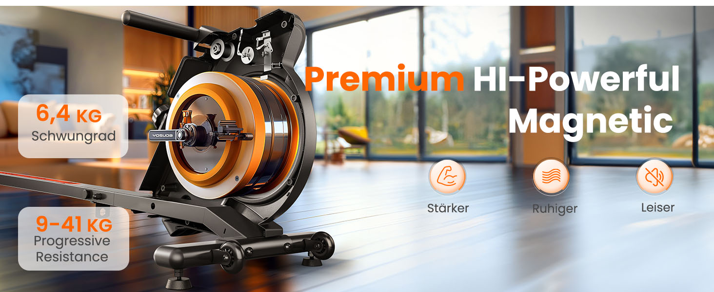 YOSUDA 02-Magnetic Pro: Гребний тренажер для дому, ультратихий, з магнітним опором, 16 рівнів, LCD-дисплей, компактний, до 160 кг