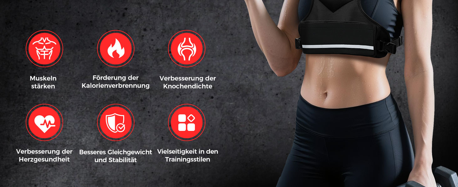 Вага для тренувань BAGAIL: регульована жилетка з відстібними вагами, 1.8-4.5 кг, чорна