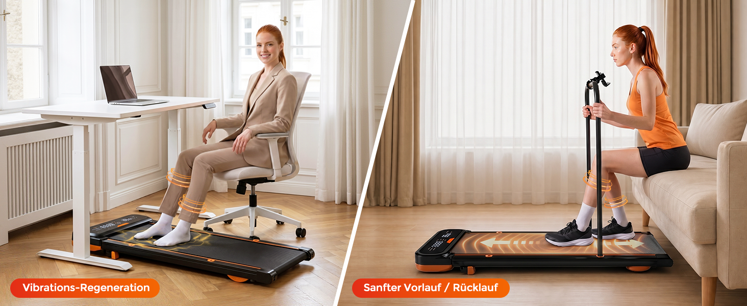 Бігова доріжка для дому з нахилом 7%, Walking Pad 5: реабілітація, 5 рівнів вібрації, під стіл з додатковою ручкою, LED, 2.5HP, швидкість до 7.5 км/год, управління з пульта, до 136 кг, з APP
