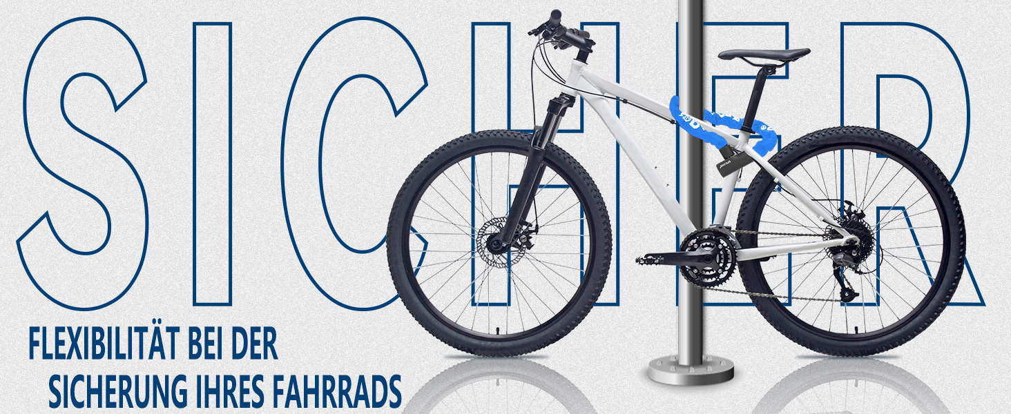 Надійне велозамок з 3 ключами, 90 см, проти крадіжок, з водонепроникним чохлом для велосипеда, електросамоката, електровелосипеда, MTB, мотоцикла, вантажного велосипеда, 870 мм, чорний/темно-синій