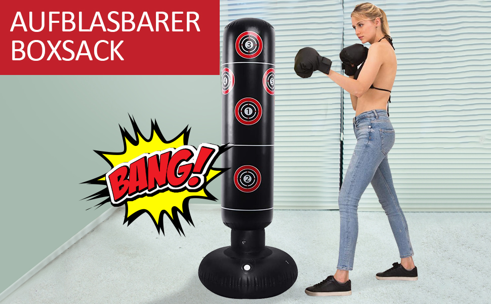 Боксерський мішок Boxsack 160cm, самостійний надувний мішок для боксу, кікбоксингу, ММА, Муай Тай, фітнесу та зняття стресу B/160