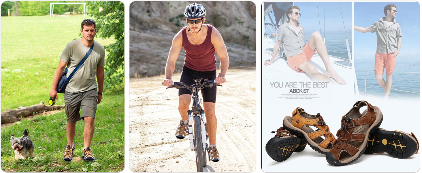 Чоловічі сандалі з натуральної шкіри для пляжу, піших прогулянок та туризму. Легкі, дихаючі сандалі для активного відпочинку та риболовлі. Розмір 43 EU, колір коричневий.