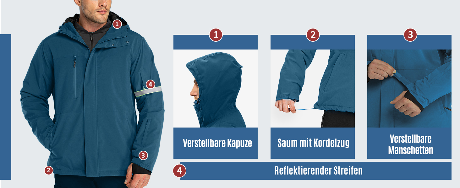 Чоловіча лижна куртка 33000ft: водонепроникна, вітрозахисна, тепла, функціональна, для сноуборду та лиж, чорного кольору