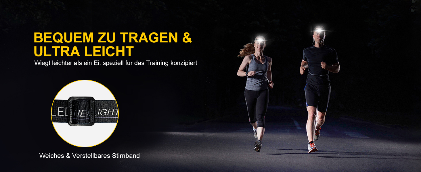 Налобний ліхтар LED, перезарядна модель з червоним світлом та 5 режимами, водонепроникний IPX4, регульований, для бігу, кемпінгу, велоспорту, 2 шт.