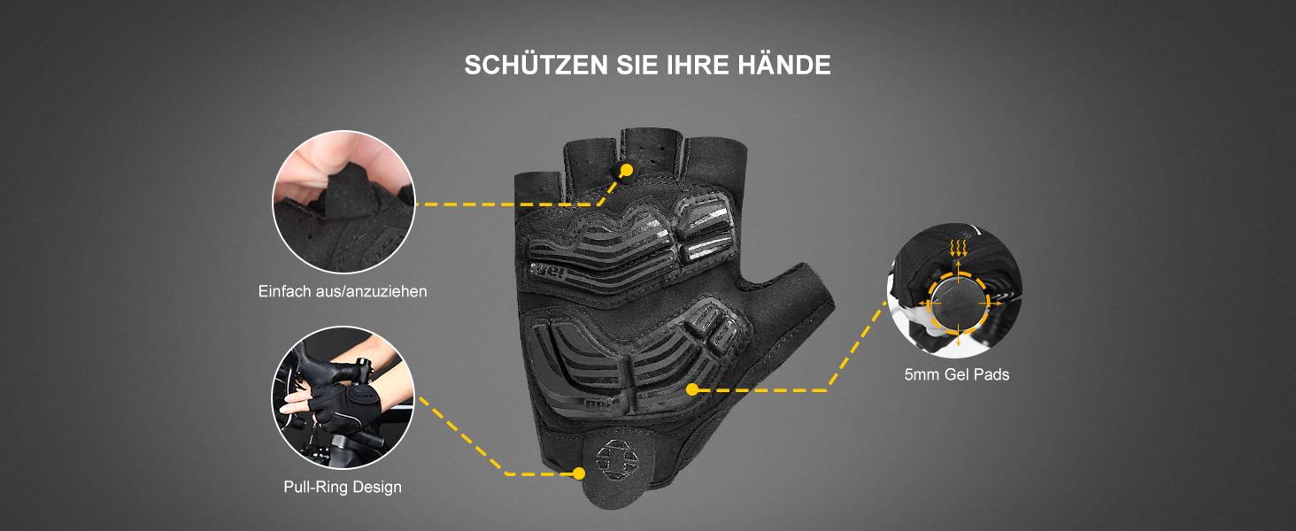 Велосипедні рукавички Inbike Habfinger з вентиляцією, антиковзаючі, амортизуючі, для гірського велосипеда, чоловічі/жіночі, літні, для велоспорту, MTB (Чорний, M)