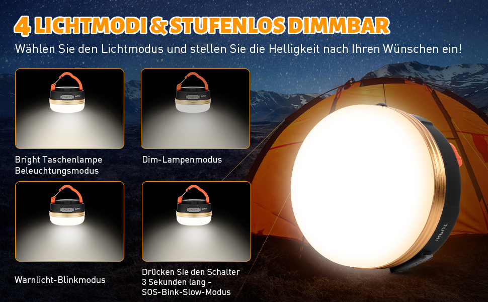 2 шт. LED кемпінгові ліхтарі Flintronic: 5 режимів, SOS, водонепроникні, портативні, для намету, туризму, риболовлі та надзвичайних ситуацій (оранжевий, рожевий, міні)