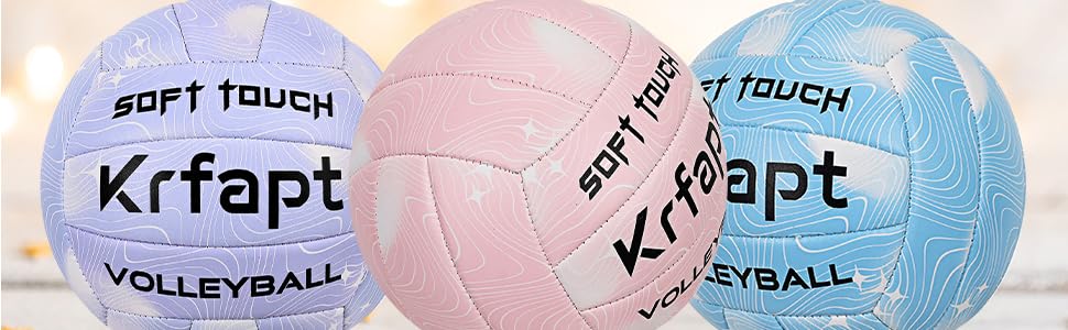 Волейбольний м'яч Krfapt розмір 5, офіційний, Soft Touch, для тренувань, Outdoor/Indoor, водонепроникний, з дизайном Ripples (синій/фіолетовий/рожевий)