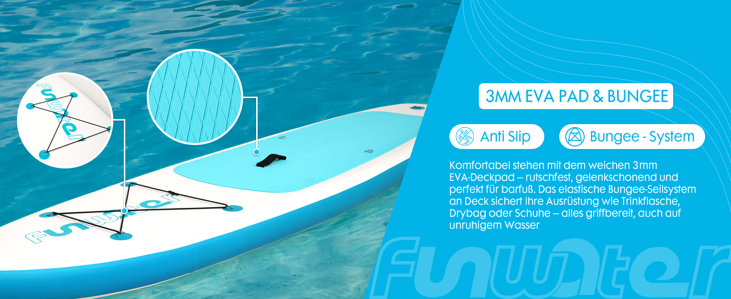 Надувний SUP Борд FunWater 320CM – Комплект для Сапбордингу: Весло, Рюкзак, 3 Ласти, Насос, Леєра. Підходить для початківців та досвідчених. 10' 6 – Оранжевий/Білий