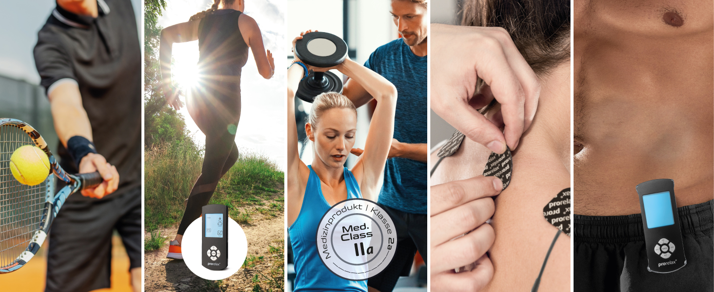 Prorelax TENS/EMS Duo Comfort Blackline: електростимулятор для м'язів та зняття болю | 2 терапії в одному пристрої, великий дисплей