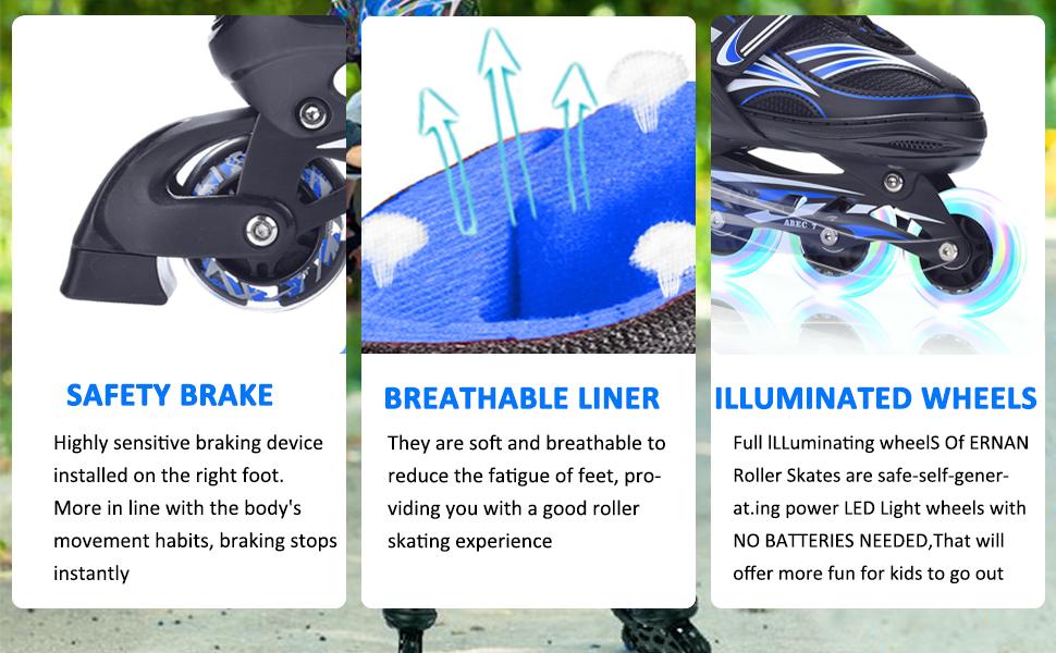 Дитячі ролики ERAN з регулюванням розміру. Роликові ковзани, регульовані на 4 розміри для дівчаток/хлопчиків/дітей, для використання в приміщенні та на вулиці, фіолетовий колір