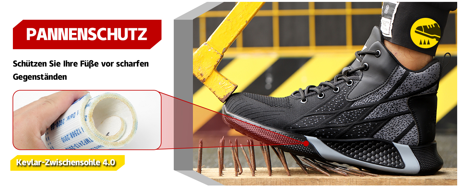 Зручні та безпечні робочі черевики з металевим носком для чоловіків та жінок. Дихаючі, антиковзкі, розміри 35-48 EU, колір блакитний.