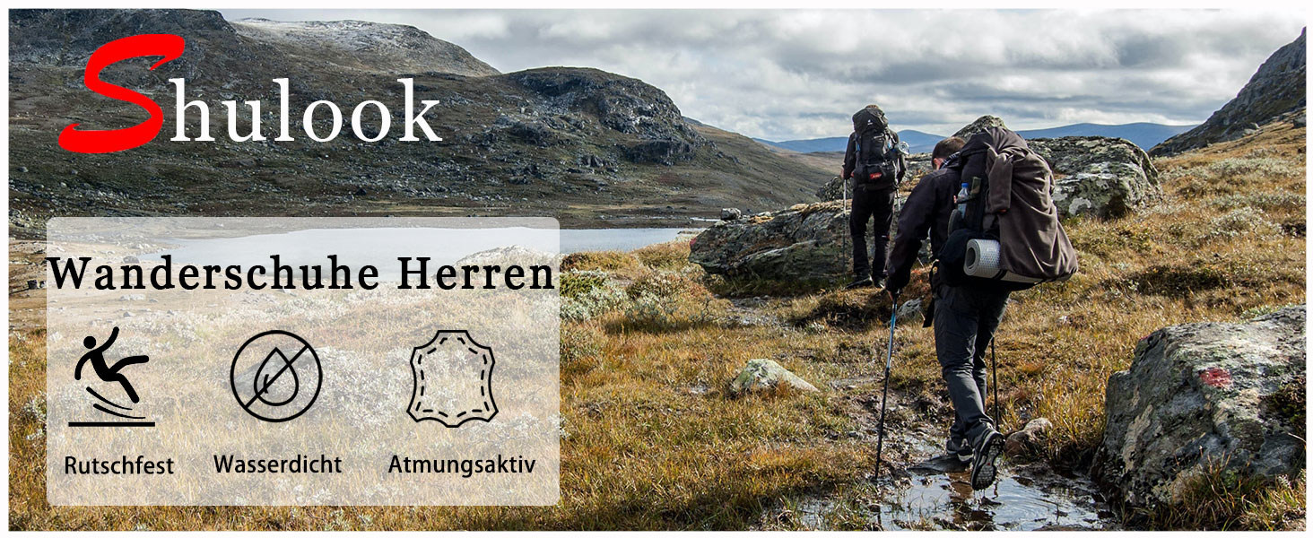 Черевики для хайкінгу SHULOOK чоловічі водонепроникні легкі трекінгові черевики з підтримкою щиколотки, антиковзаючі, спортивні кросівки для кемпінгу та хайкінгу, чорно-червоні, 43 EU