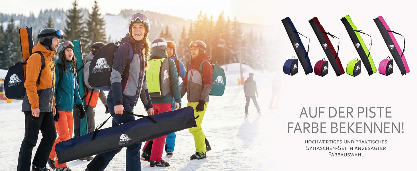 Чохол для лиж Rawstyle Skitasche Set: водовідштовхуючий, 160/180/190 см, для зимових видів спорту, чорно-рожевий комплект