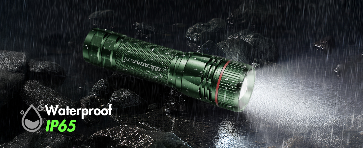 Ліхтарик LED BUCASA, 2000 люмен, 3 режими, збільшення, водонепроникний, для кемпінгу та активного відпочинку (зелений)