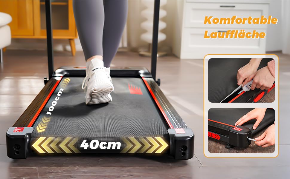 Бігова доріжка RAOO MIN для дому, 1-12 км/год, 2.5HP, складаний, з пультом/LED, підставка для iPad/телефону, Bluetooth, чорний