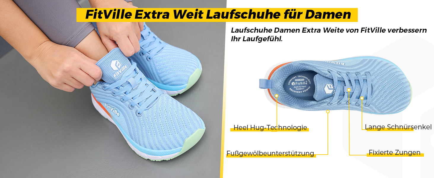 Жіночі кросівки для бігу FitVille з широкою колодкою, дихаючі, спортивні, легкі, моделі barefoot, для джогінгу, снікерси, зручні для ходьби, для широкої стопи (39.5 EU, блакитні)
