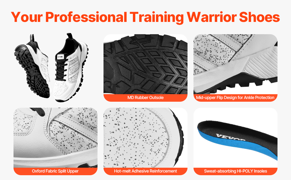 Чоловічі кросівки для тренувань VEVOR 43 EU (широкі), білі