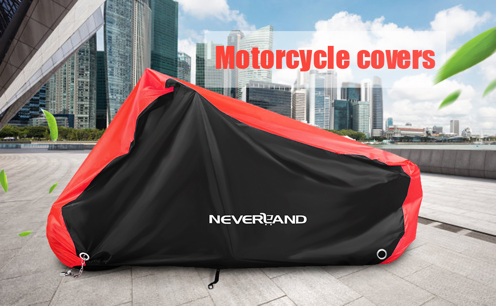 Водонепроникний чохол для мотоцикла NEVERLAND XXXL (255x75x145см), 300D Oxford, захисна навіс-гараж з замками та вітрозахистом, чорно-червоний