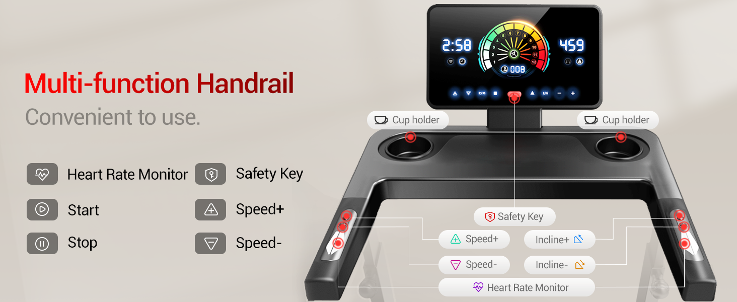 Бігова доріжка UMAY L10: електричний біговий доріжки з нахилом 20%, швидкість до 14 км/год, складний, потужність 3.5 PS, для дому, вантажопідйомність 180 кг