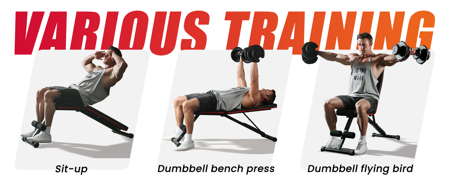 Складана регульована лава для гантелей 8-в-1, багатофункціональна тренажерна лава для вправ на весь корпус, витримує до 360 кг, для дому та спортзалу