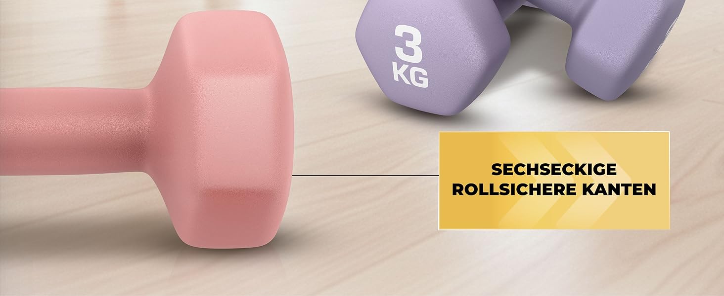 Набір гантелей HQ Germany® 2x5 кг, рожевий, для фітнесу та Pilates, Home Gym, без запаху