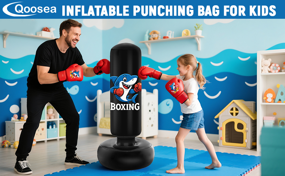 Дитячий боксерський мішок Qoosea для дітей 3-8 років, 130 см, надувний, з боксерськими рукавичками, для карате, кікбоксингу, Taekwondo, MMA, подарунок для хлопчиків та дівчаток