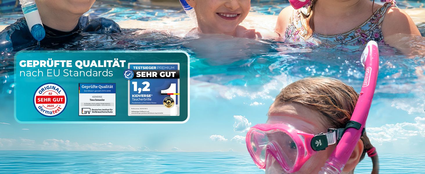 Набір для снорклінгу KIDVERSE для дітей 5-16 років - маска та трубка для дівчаток та хлопчиків, рожевий колір