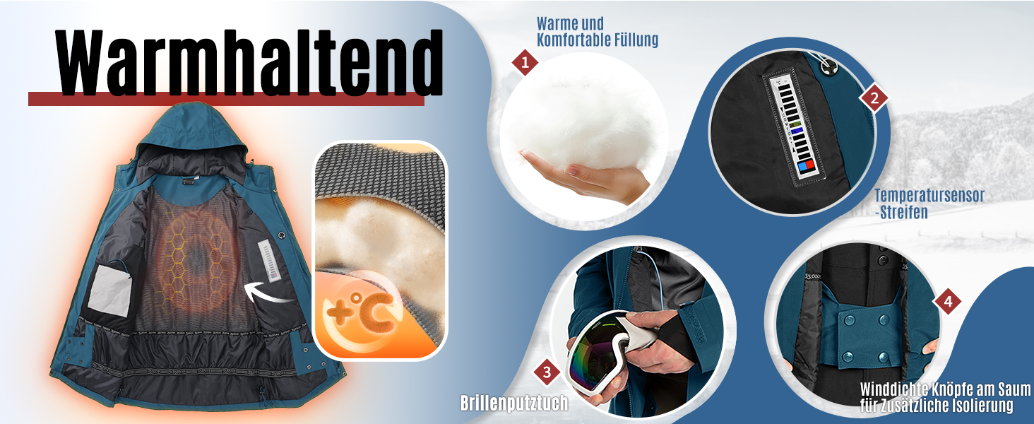 Чоловіча лижна куртка 33000ft: водонепроникна, вітрозахисна, тепла, функціональна, для сноуборду та лиж, чорного кольору