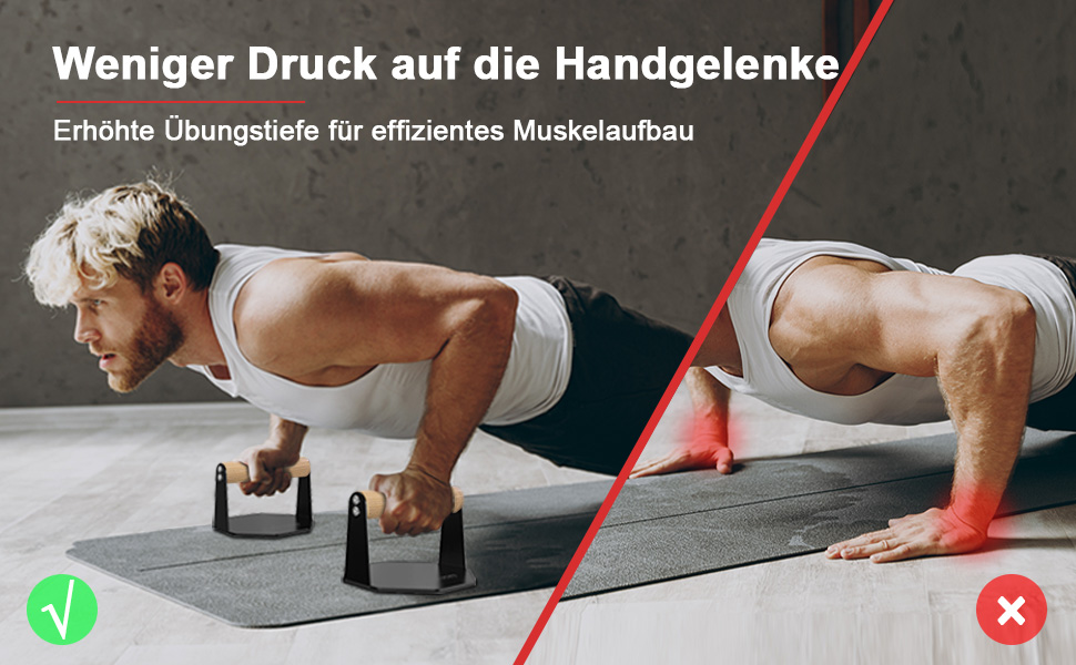 5BILLION Ручки для віджимань Push Up Bars - тренажер для дому, підтримка м'язів спини та рук, піна (чорний), сталь + дерево