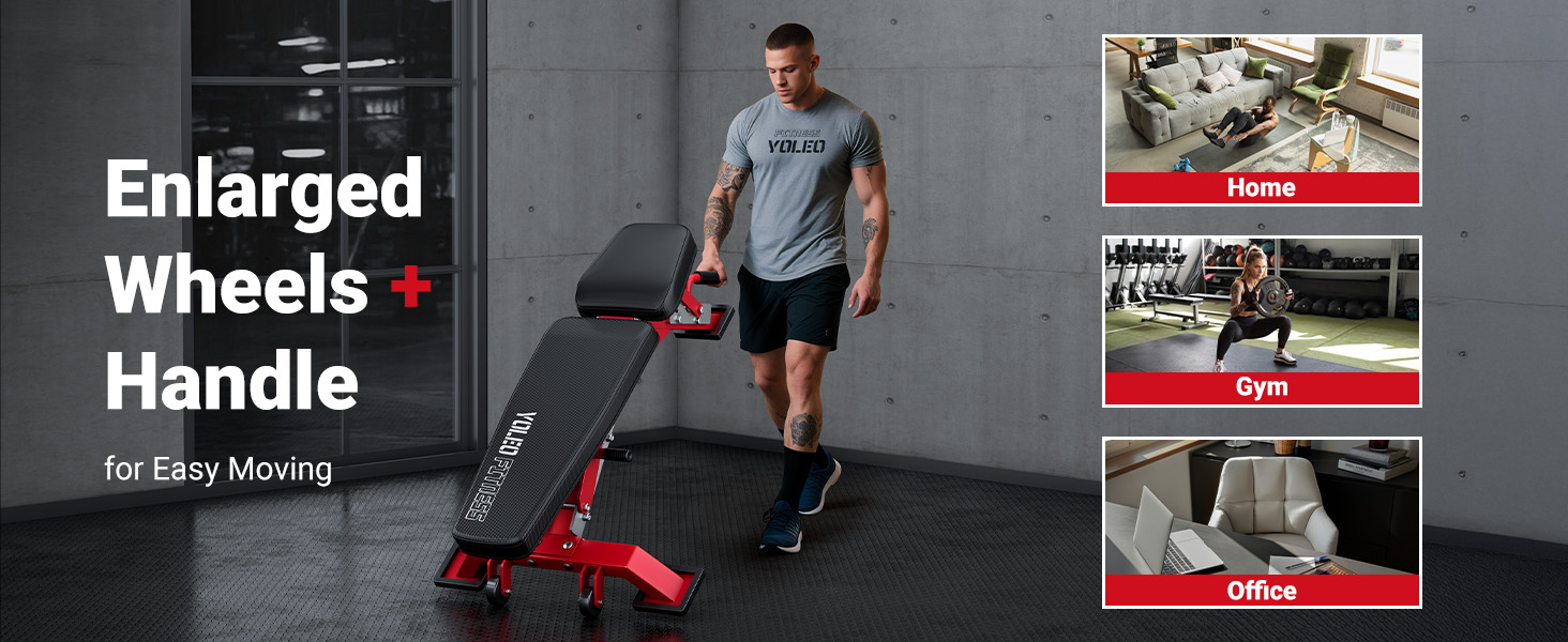 Лежанка для тренажерів YOLEO, професійна, регулюється, до 1000 кг, зі спинкою, що регулюється, для дому