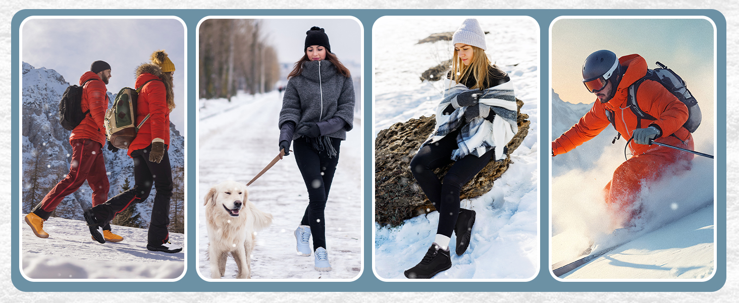 Чоботи для зими без шнурів Ruyi, чорні, 42 EU - чоловічі та жіночі, водонепроникні, для трейлу, широка носок