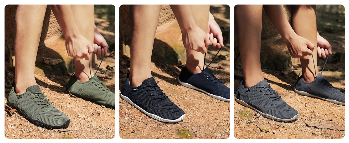 Geweo Кросівки для відпочинку та бігу без шкарпеток для жінок та чоловіків, широка носок, підошва Zero-Drop, легкі, дихаючі, антиковзкі, розмір 37-47, чорний