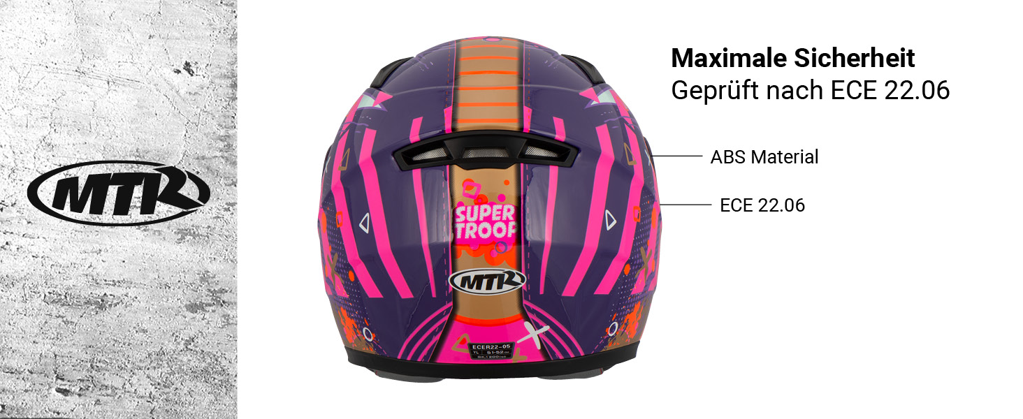 Дитячий мотошолом MTR S-12 Kids Evo, сертифікат ECE 22.06, чорний, безпечний і міцний шолом для дітей з прозорим візором і ременем на засувці