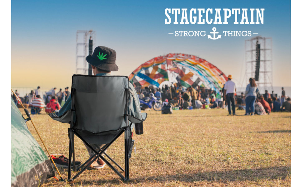 Кемпінговий стілець Stagecaptain CSB-5282 GY з підстаканником та кишенею – складний стілець для кемпінгу, фестивалів, саду та пляжу – водовідштовхувальне покриття – сірий