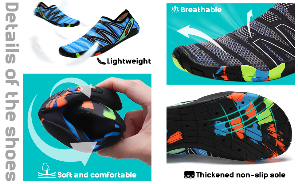 Водні черевики для жінок та чоловіків Tolaler: товсті, неслизькі, швидковисихаючі, міцні та довговічні. Ідеальні для пляжу, подорожей та плавання. Розмір 42 EU A 03