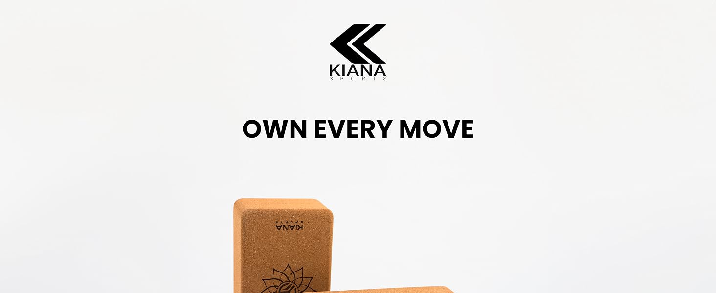 Набір йога-блоків KIANA SPORTS з натурального корка (2 шт.) — протиковзкі блоки для йоги та пілатесу, розтяжки та балансу