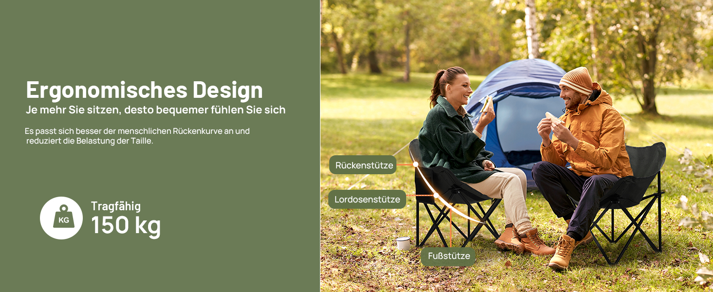 Крісло для кемпінгу Hausprofi складне, чорне, з тримачем для напоїв та сумкою, вантажопідйомність 150 кг