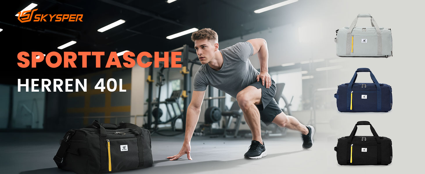 Спортивна сумка SKYSPER 40л з рюкзак-функцією, для спортзалу, подорожей, басейну, сіра