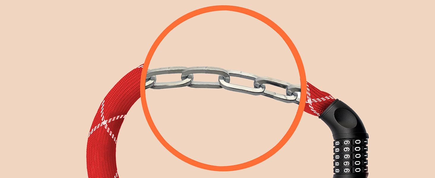 Надійне велозамок Nean з кодом, 6 мм, 900 мм, червоний