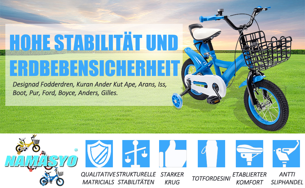 Дитячий велосипед 12 дюймів з додатковими колесами. Підходить для хлопчиків та дівчаток 3-6 років. Висота регулюється. Синій колір.