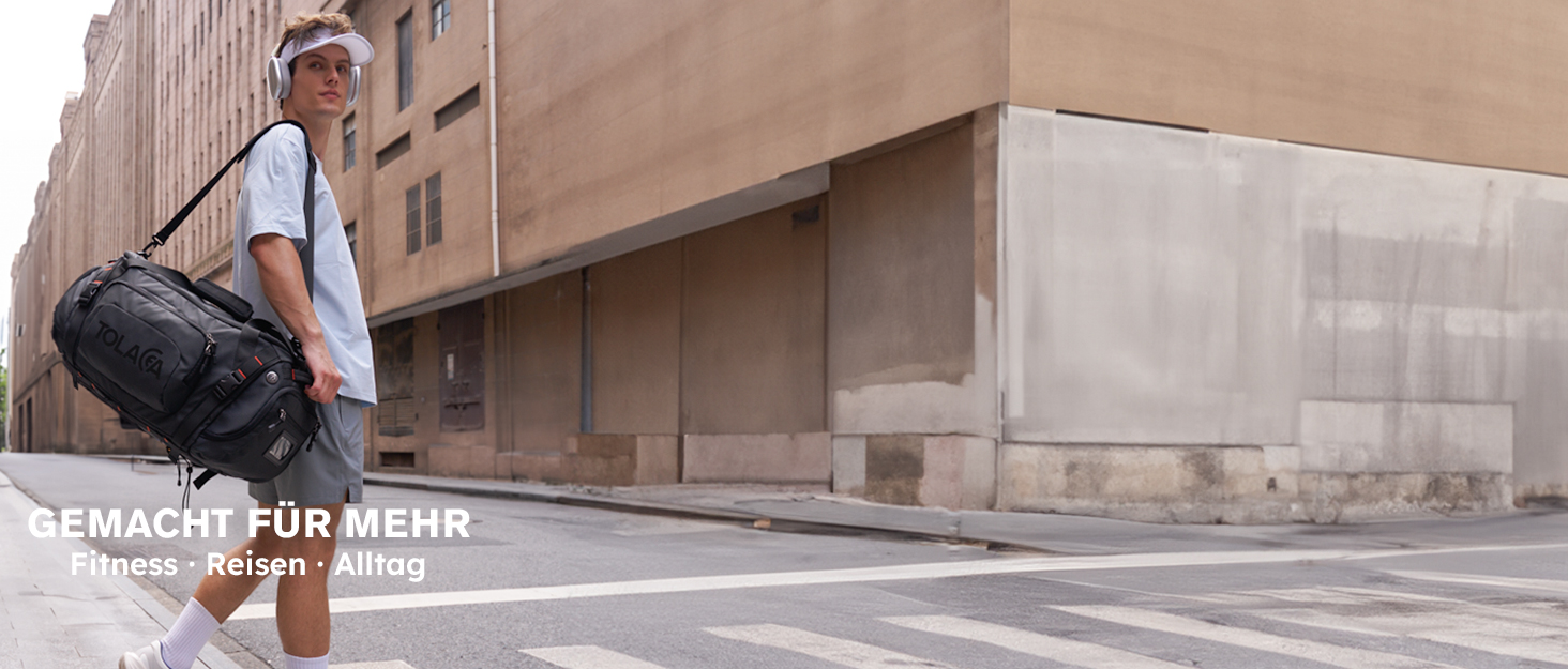 Спортивна сумка-рюкзак Tolaccea 40L з відділеннями для взуття, мокрого одягу та ноутбука 15.6