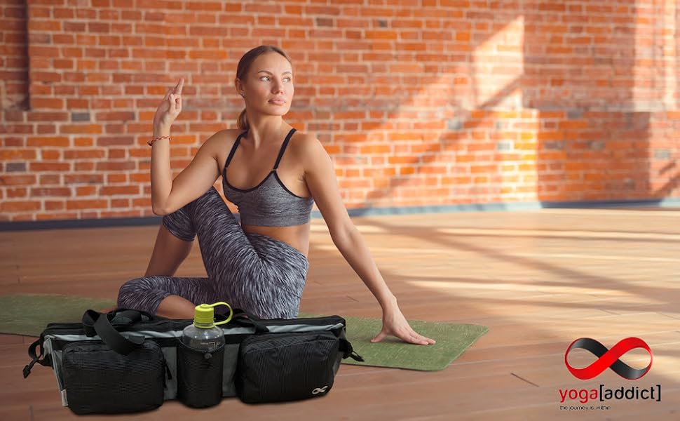 Килимок для пілатесу YogaAddict Yoga Pilates Bag Supreme з кишенею, довжина 76 см, дуже великий, відділення для блоку для йоги, легкий доступ (яблуко зелене - довжина 76 см)