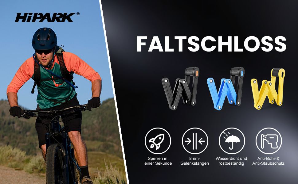 Замок для велосипеда складний, 100см, з ключами, висока безпека, з кріпленням, з легованої сталі, для велосипеда, електровелосипеда, чорний