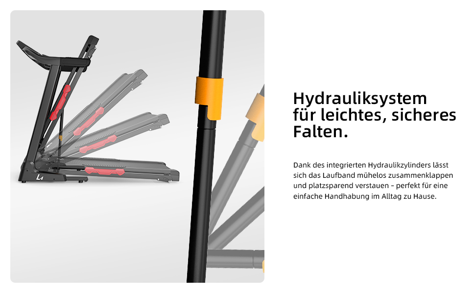 Біговий тренажер L3 для дому, складаний, з тихою амортизацією, Bluetooth, сумісний з Kinomap & Zwift, 4PS, до 20 км/год, кут нахилу 18%, розмір бігового полотна 1340x480 мм, до 120 кг